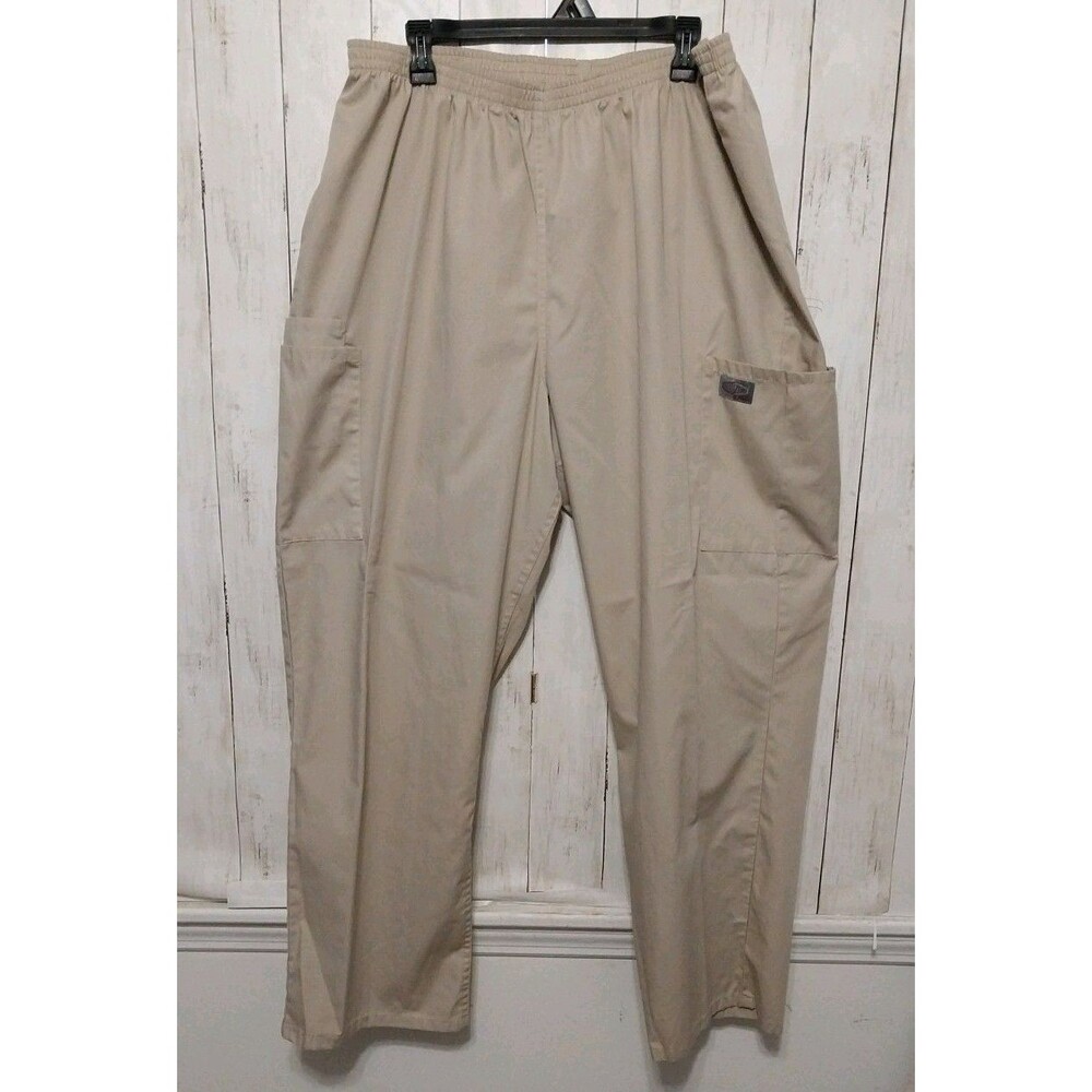 Scrub Zone Scrub Hospital Work Pants Tan Size 2X  Pockets Elastic Waist 2 PAIR - Picture 5 of 5